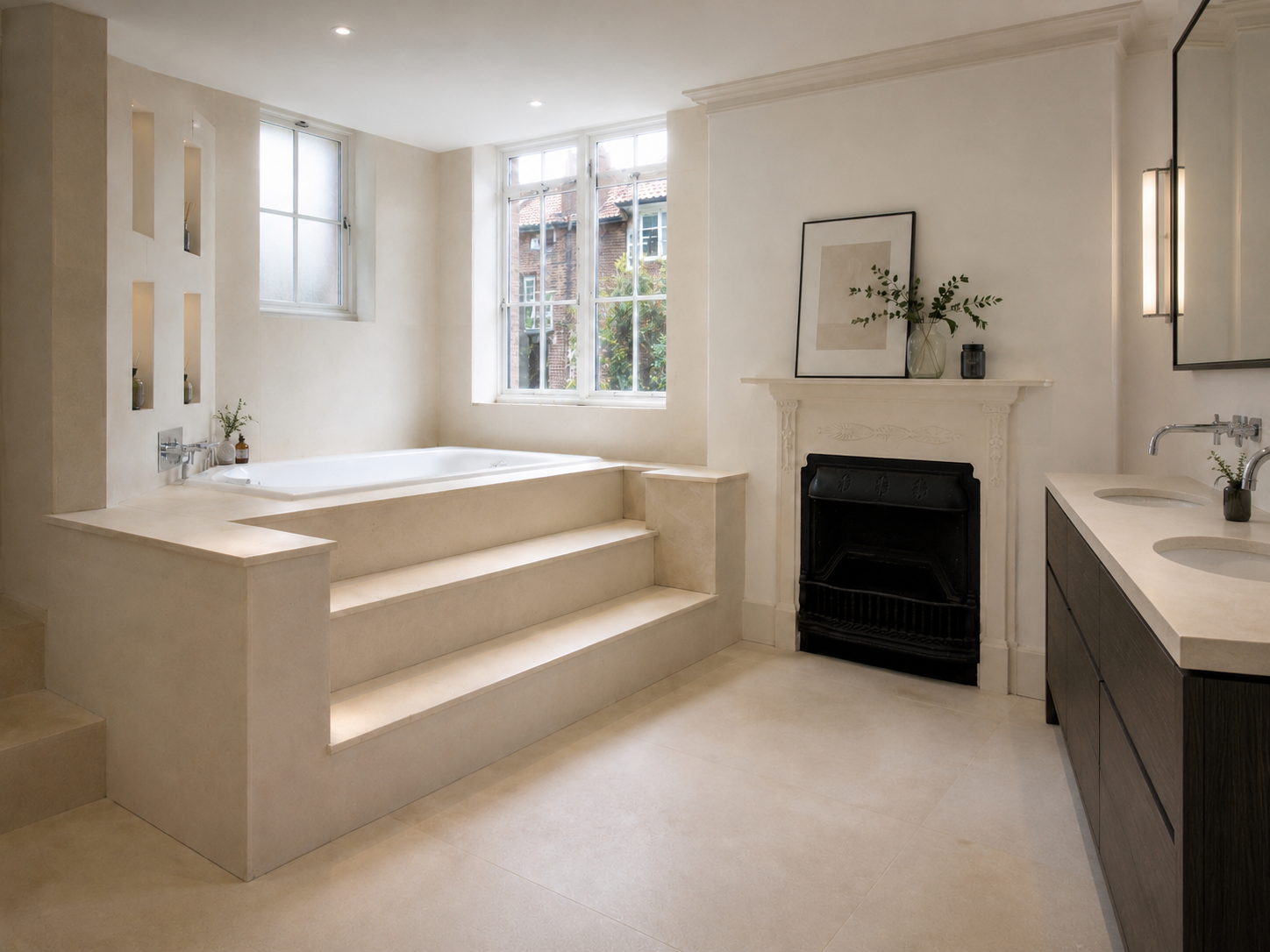 Bespoke limestone bathroom